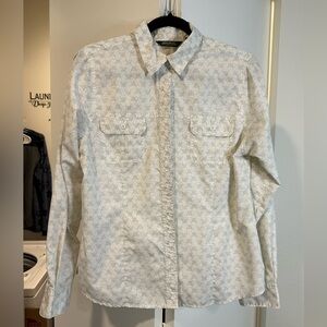 Eddie Bauer white Print women's long sleeve button down shirt size medium